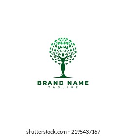 Woman Tree Logo Vector Design Template
