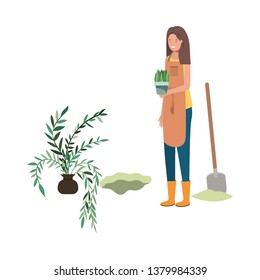 woman with tree to plant avatar character