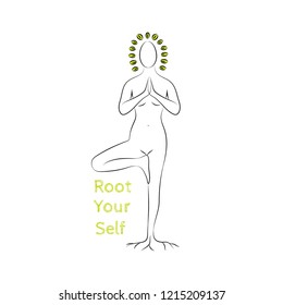 Woman in a Tree Pose. Yoga Icon. Vector.