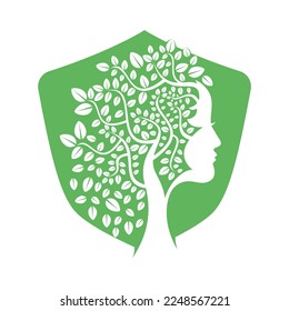 Woman Tree Vector Template Design. Woman Face Leaf Vector Design. - Shutterstock ID 2248567221