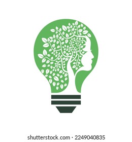 Woman Tree Vector Template Design. Woman Face Leaf Vector Design.