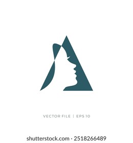 mujer en triángulo ur letra inicial Un logotipo de belleza