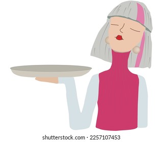 woman 
trinket plate shush hair