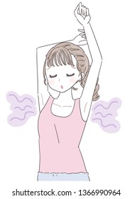 A woman in trouble about the smell of the armpit