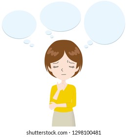 woman with a troubled expression.