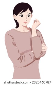 a woman is troubled flat color illustration, vector