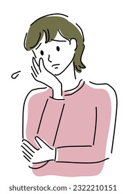 a woman is troubled hand drawing illustration, vector