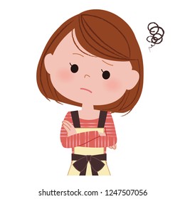 A woman with a troubled look.