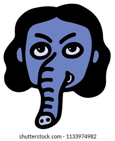 woman with a trunk instead of her nose