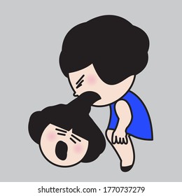 A Woman Trying To Cough Out Stressed Head Concept Card Character illustration
