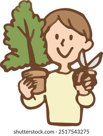 A woman trying out pruning at the event.