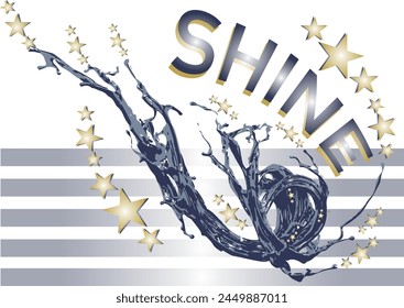 woman t-shirt print and shine gold slogan 