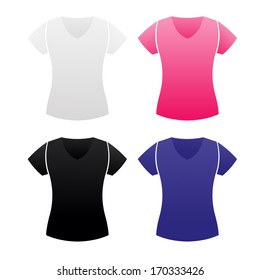 Woman T-shirt templates in basic colors