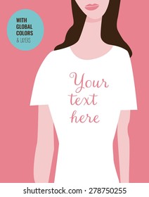 Woman with t-shirt. Vector illustration Eps10 file. Global colors&layers.