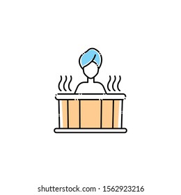 woman in tub spa fill style icon vector illustration design