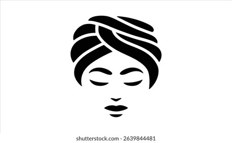 Woman with Turban and Closed Eyes for Beauty and Relaxation