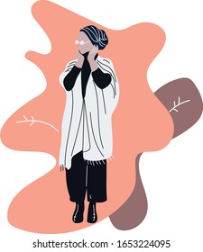 woman with turban fashionable illustration vector