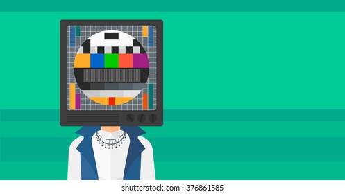 Woman with TV head.