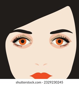 woman two eyes close up vector flat isolated