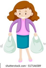 Woman with two shopping bags illustration