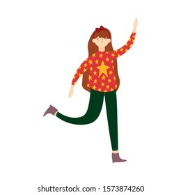 woman with ugly sweater character vector illustration