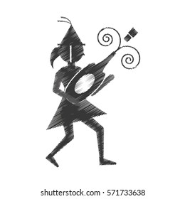 woman uncovering a bottle of wine icon, vector illustration image