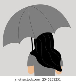 Woman under umbrella vector illustration