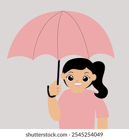 Woman under umbrella vector illustration