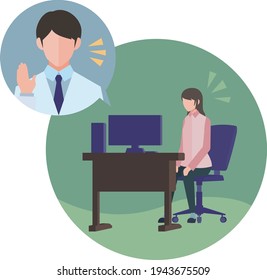 Woman undergoing online medical examination at home vector illustration