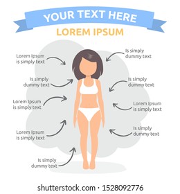 Woman in underwear infographic, simple and modern flat design
