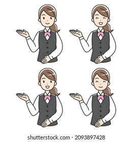 A woman in a uniform to guide