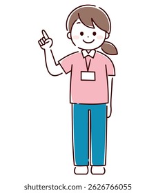 A woman in a uniform pointing and giving directions