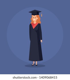 woman univerity graduation with rope and cap