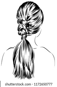 Woman Updo High Braid Stock Vector (Royalty Free) 1172650777 | Shutterstock