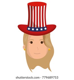 woman with USA hat