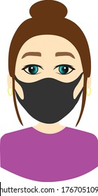 Woman use medical mask. Coronavirus protection mask. Woman in white medical face mask. Concept of coronavirus quarantine. Vector illustration.