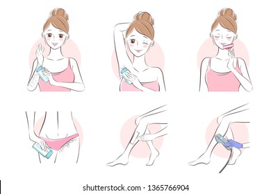 woman use tools with hair removal on white background