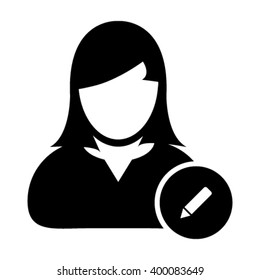 Woman User Icon - Edit Account, Profile, Pencil Vector Graphic illustration