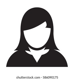 Woman User Icon - Person Profile Avatar Glyph Vector Illustration