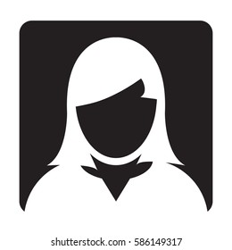 Woman User Icon - Person Profile Avatar Glyph Vector Illustration