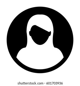 Woman User Icon - Person Profile Avatar Sign of Human Symbol in Glyph Pictogram Vector illustration