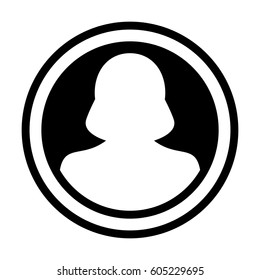 Woman User Icon - Person Profile Circle Avatar Sign of Human Symbol in Glyph Vector Pictogram illustration