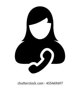 Woman User Icon With Phone Symbol Glyph Vector illustration