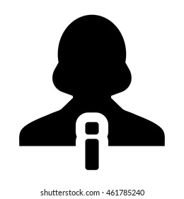 Woman User Icon With Profile Information Data Details Symbol in Glyph Vector illustration