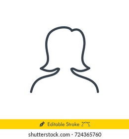 Woman User Icon / Vector - In Line / Stroke Design with Editable Stroke