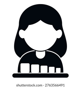 Woman user working typing on a desktop keyboard, avatar profile silhouette