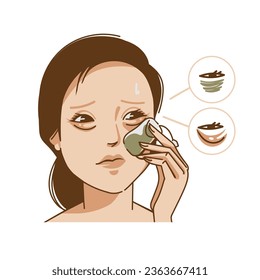 Woman uses tea bags to compress under her eyes To reduce bags under the eyes and dark circles.
