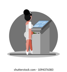 Woman using ATM