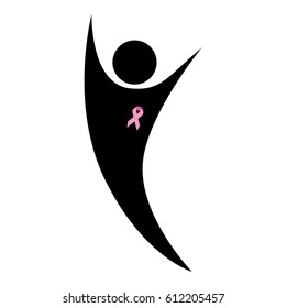 woman using breast cancer symbol, vector illustration design