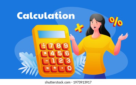 Woman using a calculator calculation mathematics 